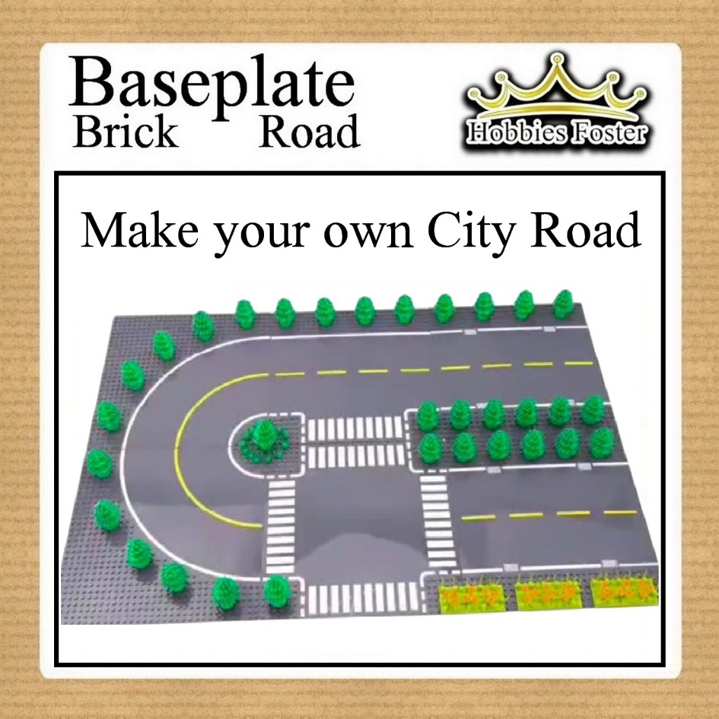 BRF Brick MOC Base Plate JALAN RAYA KOTA - Papan Dasar Alas Diorama Mainan Baseplate City Scape