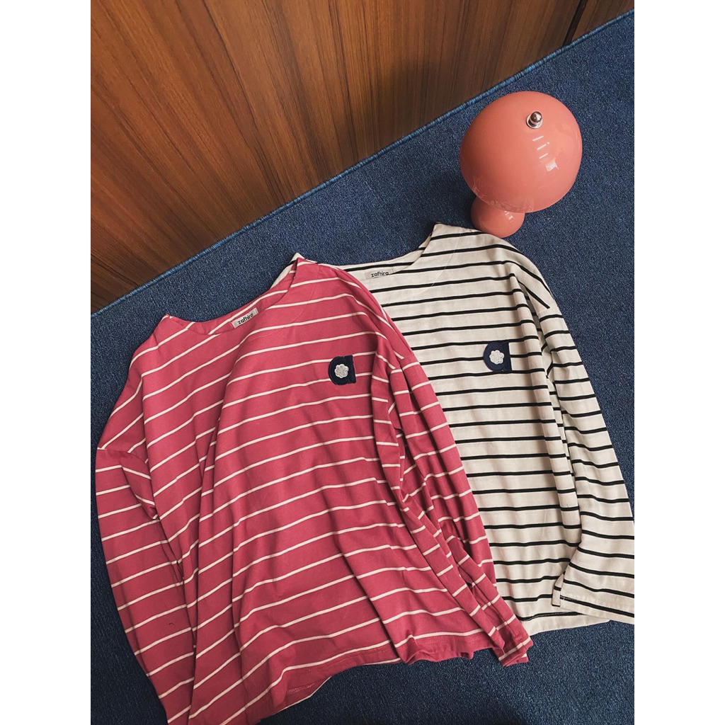 Kaos Oversize Wanita Salur - Cotton Salur Panjang