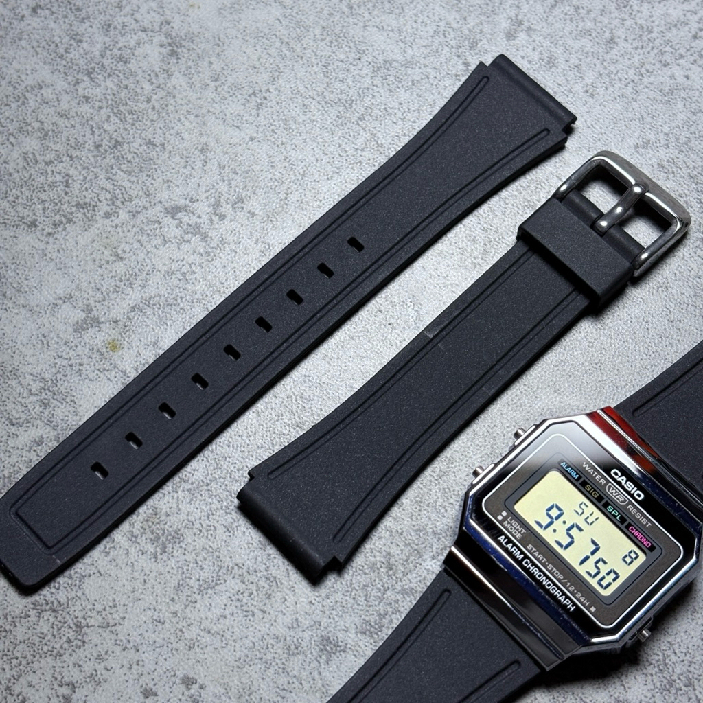 18mm Rubber Strap Black Tali Jam Tangan Casio F-91W F-105W A158W A700 Universal