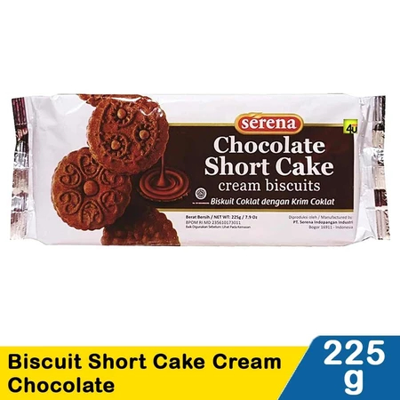 Cookies Biscuit Serena Rasa Chocolate Short Cake Cream Biskuit Kemasan Isi 225 Gram Kue Kering