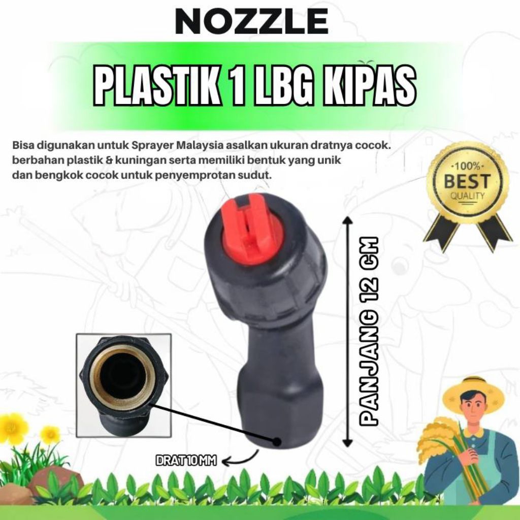 Nozzle Sprayer Kipas Malaysia PB Drat 10 mm