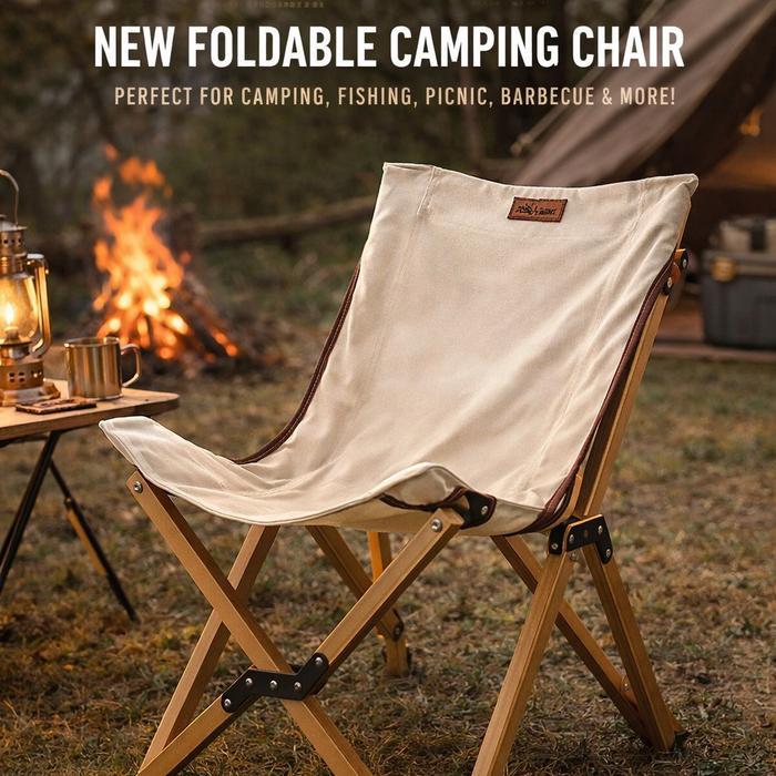 Wild Land Kursi Camping Bambu Kanvas / Camping Furniture Portabel Outdoor