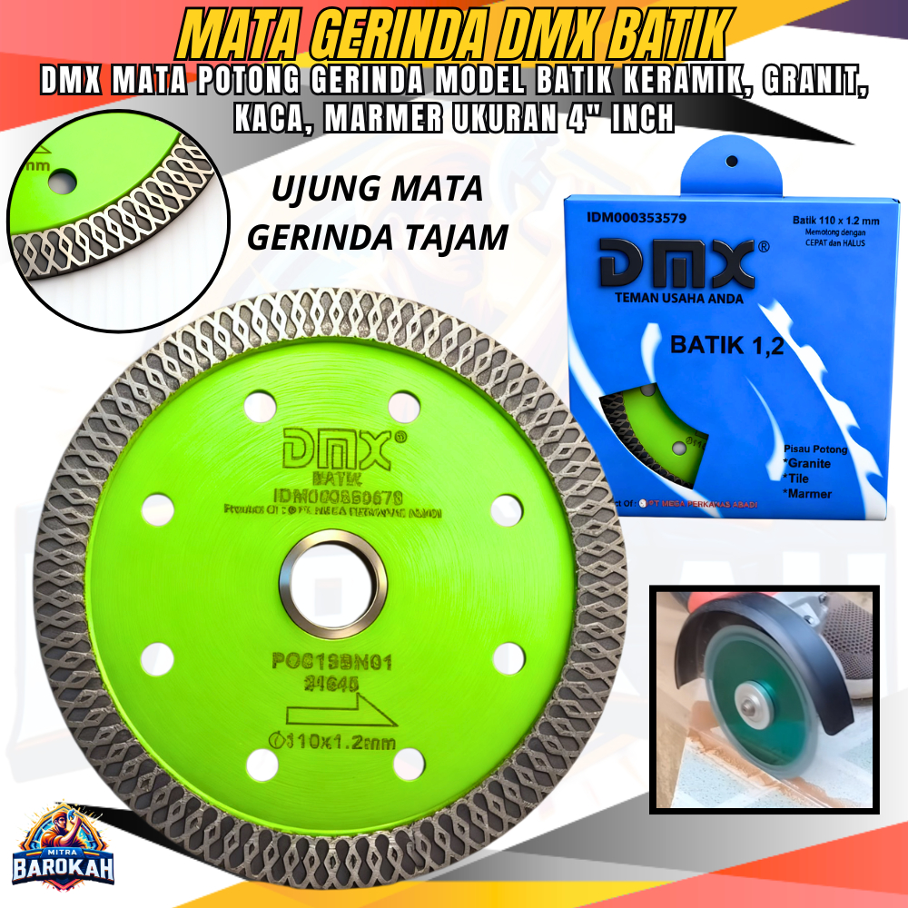 Mata Gerinda DMX Model BATIK Ukuran 4"inch Mata Potong Keramik Granit Marmer DMX Batik Tajam Presisi