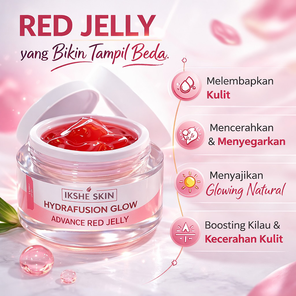 IKSHE SKIN Hydrafusion Glowing Advance Red Jelly Skin Barrier Night Cream Kulit Kusam Kering BPOM