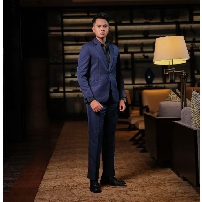 Dearga DAZA Navy Setelan Jas Celana Pria Formal Slimfit Anak Muda Wisuda
