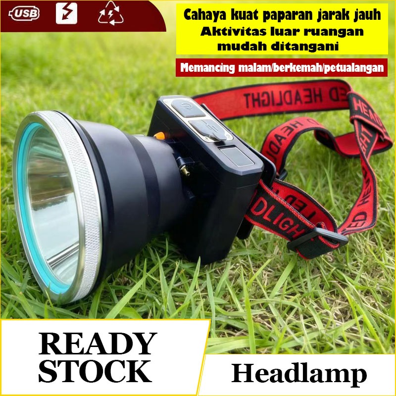 Lampu Senter Kepala LED 60 WATT Headlamp Battery Lithium Lampu Gunung Camping Hiking Senter Camping-