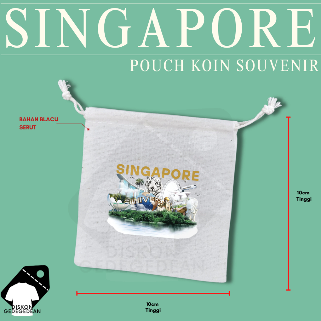 Diskongedegedean Pouch Dompet Koin Souvenir Singapore Dompet Koin Oleh Oleh Singapura Merlion Bahan 