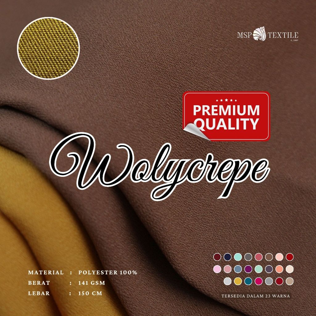 BAHAN KAIN POLYESTER WOLYCREPE POLOS PREMIUM