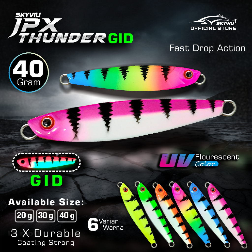 Metal Jig 40 Gram SKYVIU JPX Full GID Petir Umpan Pancing Laut 40g Menyala Malam Hari Killer Umpan C
