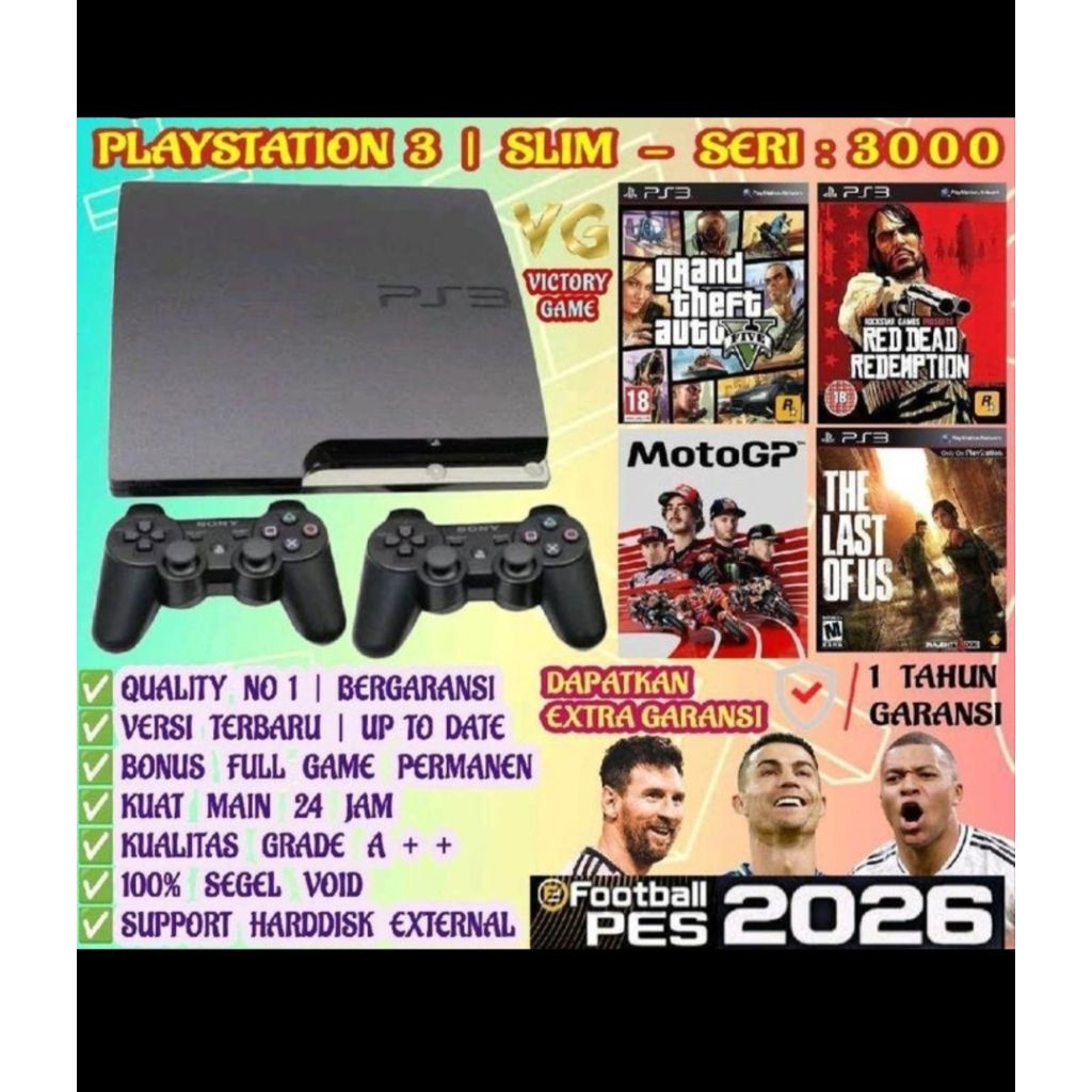 Habiskan stok murah PS 3 SLIM SERI 3000 terlaris rental kuat nonstop asli ori pabrikan Lokasi Citra 