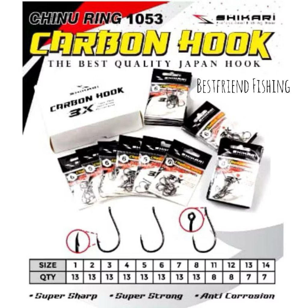 Kail Pancing Shikari Chinu Ring Hook, Tipe Ukuran Besar