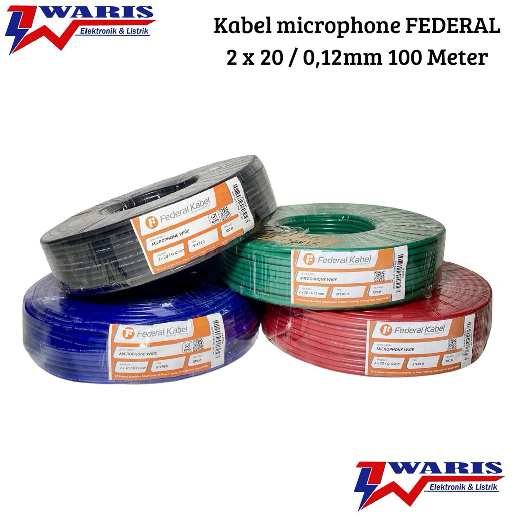 Kabel Mic Stereo Federal 2 x 20 / 0,12mm Panjang 100m