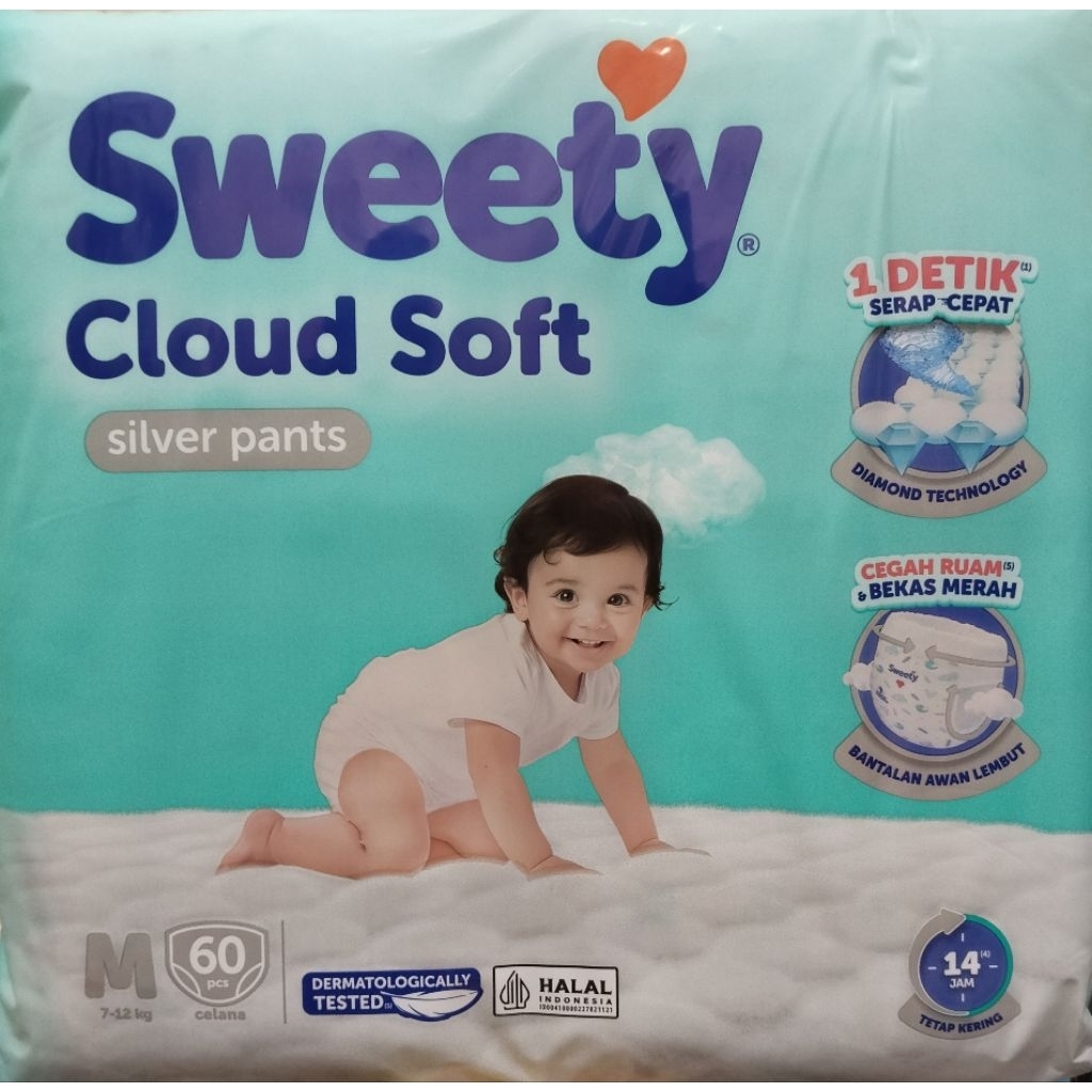 Pampers Sweety Cloud Soft Silver Pants M60,L54, Xl42
