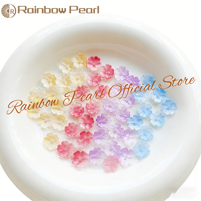 Rainbow Pearl - [12PCS] -Aksesoris Kaca Kristal Sakura DIY Manik-Manik Ronce Manik Loose Wind Chime 