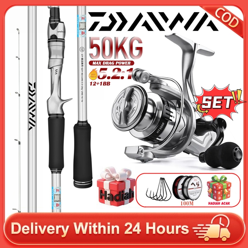 NEW Daido Set Pancing Lengkap | Joran Carbon Serat Karbon + Reel Spinning Power Handle Original | Ma