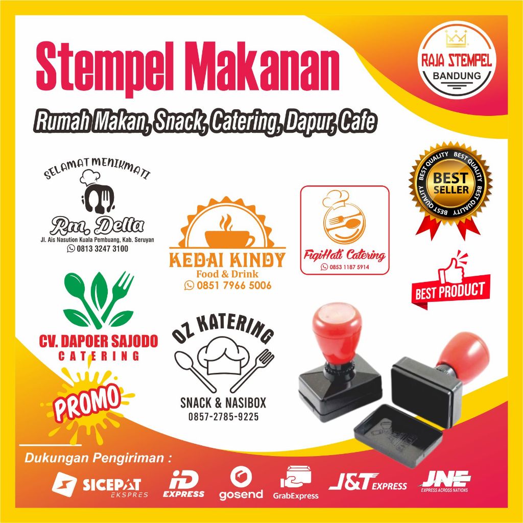 STEMPEL FLASH LOGO MAKANAN BISA CUSTOM, STEMPLE KEMASAN, STAMPEL DAGANGAN DUS DAN BOX