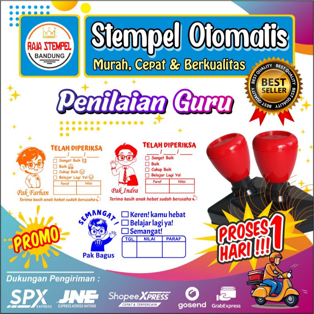STEMPEL PENILAIAN GURU LAKI - LAKI PERSEGI TERLENGKAP  STAMPEL NILAI GURU PAUD, TK SD SMP SMA | STAM