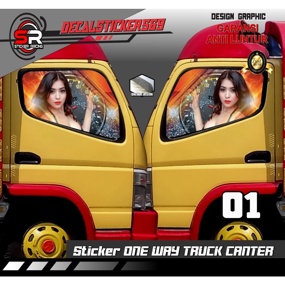 ONEWAY KACA SAMPING MOBIL TRUCK CANTER VARIASI KEREN