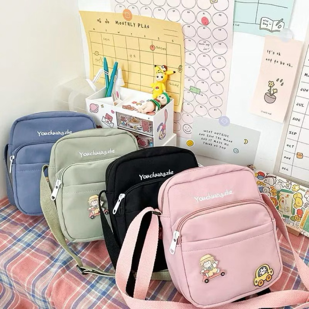 Tote Bag Kanvas Wanita Aesthetic | Tas Kanvas Kuliah Kerja Simple Fashion Tote Bag