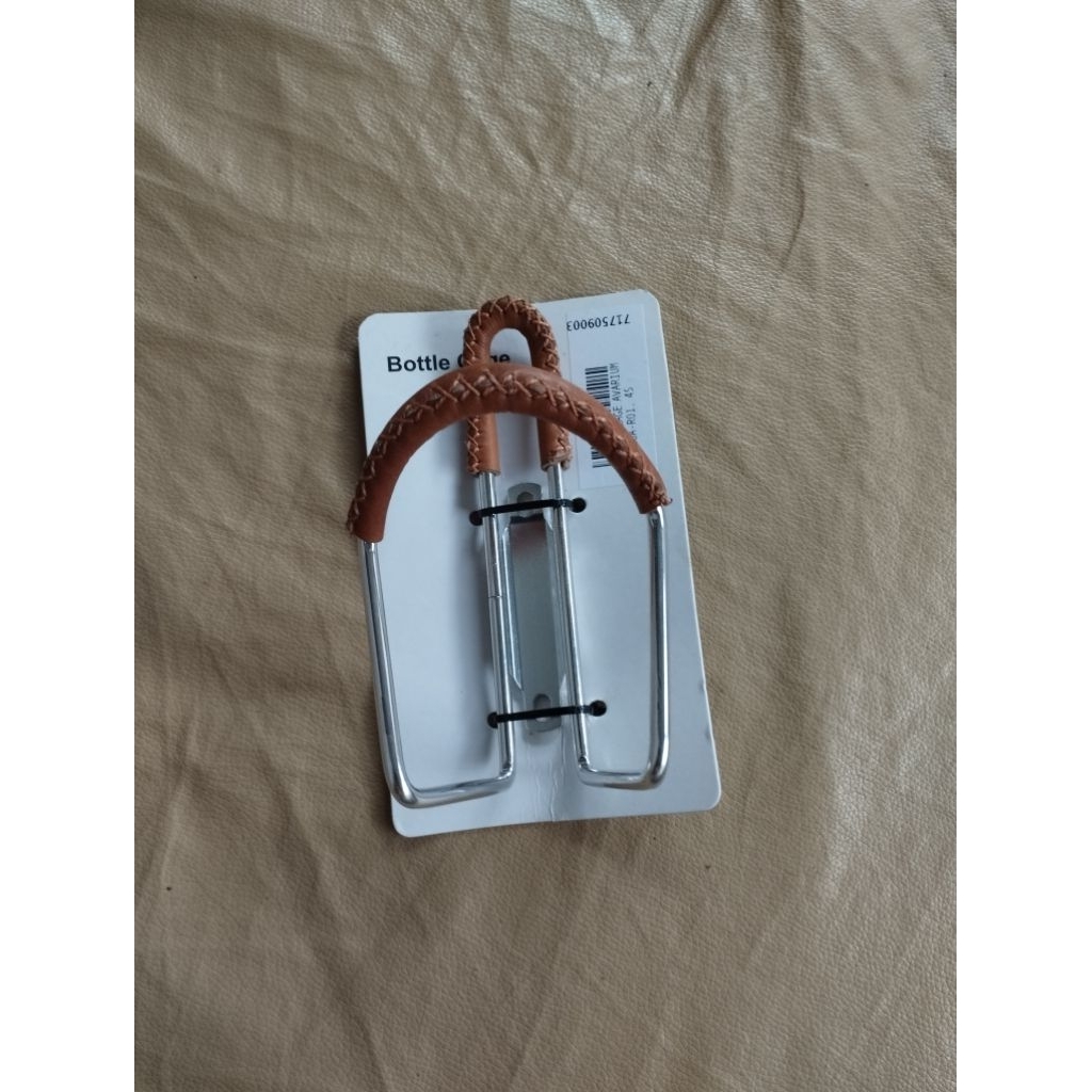 Bottle cage alloy silver chrom classic leather