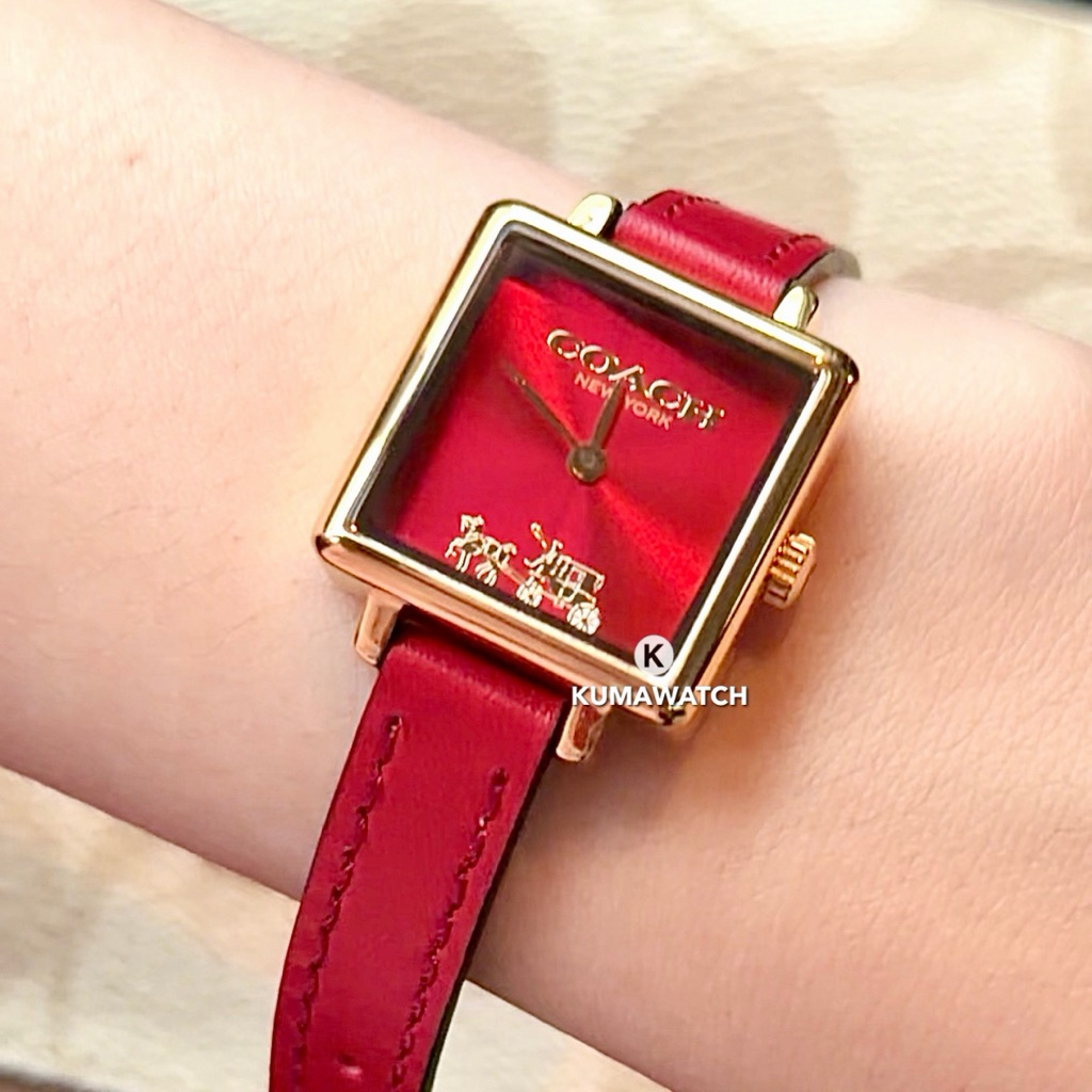 Jam Tangan Wanita C0ACH Cass Wristwatch Red Leather