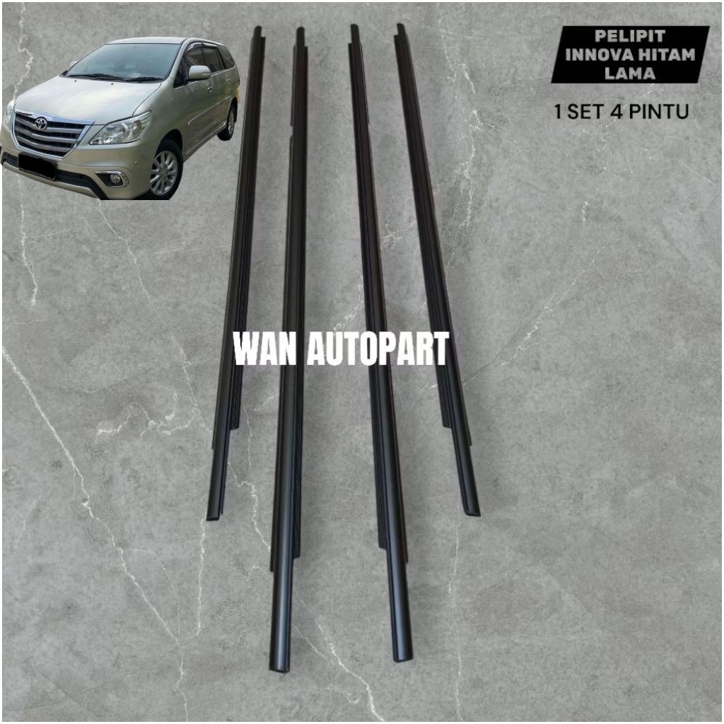 WEATHER STRIP KARET KACA PINTU PELIPIT LUAR MOBIL INNOVA HITAM ORIGINAL