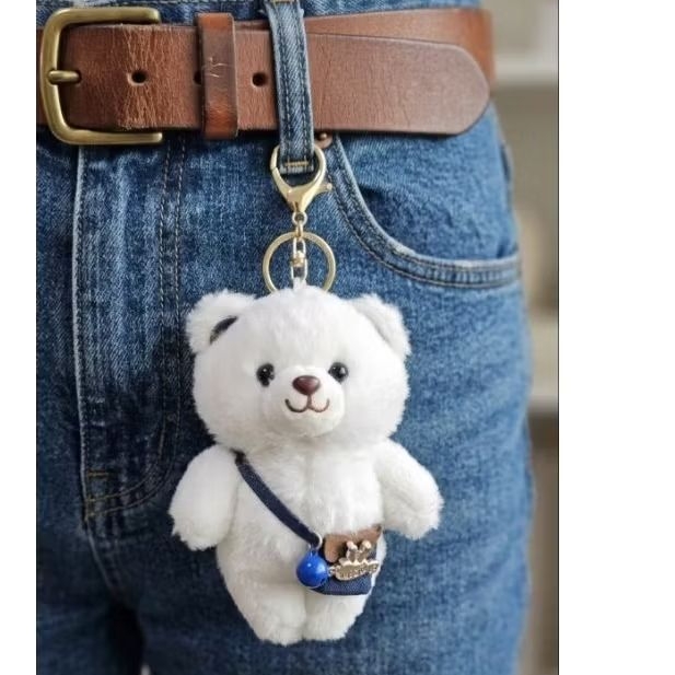 Boneka Teddy Bear Hitam dengan Gantungan Kunci dan Tas Kecil Unik untuk Hadiah
