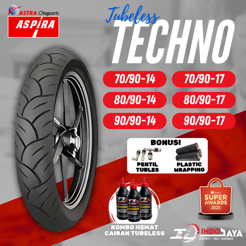 BAN ASPIRA TUBELESS (70/90 - 80/90 - 90/90) / BAN TUBLES ASPIRA MAXIO TECHNO RING 14 / RING 17 / BAN