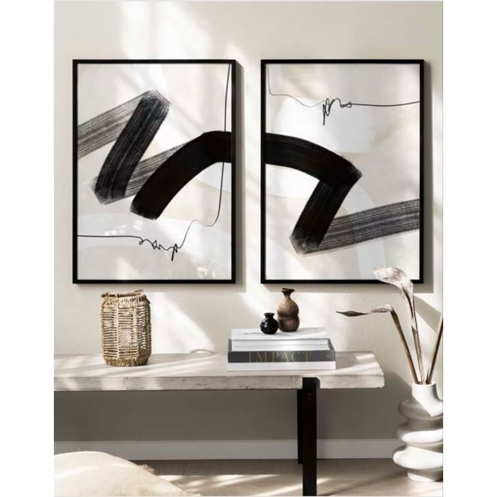 lukisan minimalis modern ( include frame )