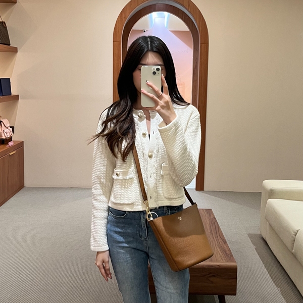 Tas TB BLAKE GHW CAMEL GRAINED BUCKET BAG 100% ORIGINAL