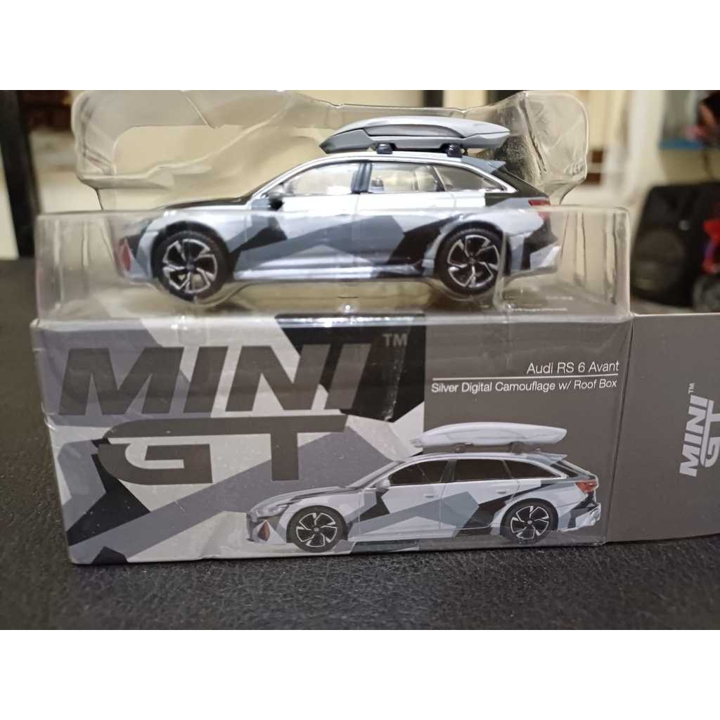 MINI GT 256 Audi RS6 Avant Silver Digital Camouflage w/ Roof Box