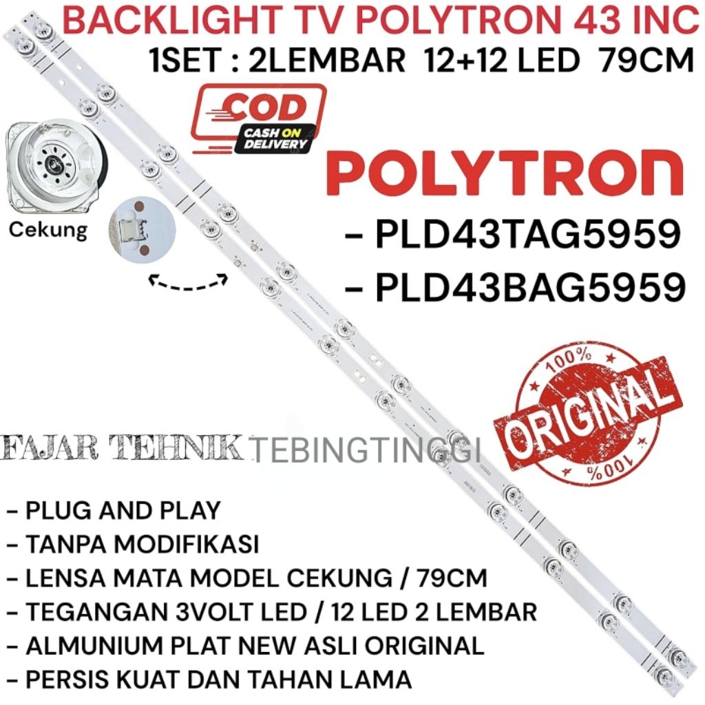 backlight LED TV POLYTRON 43 INCH PLD43TAG5959- PLD43BAG9953 ORIGINAL