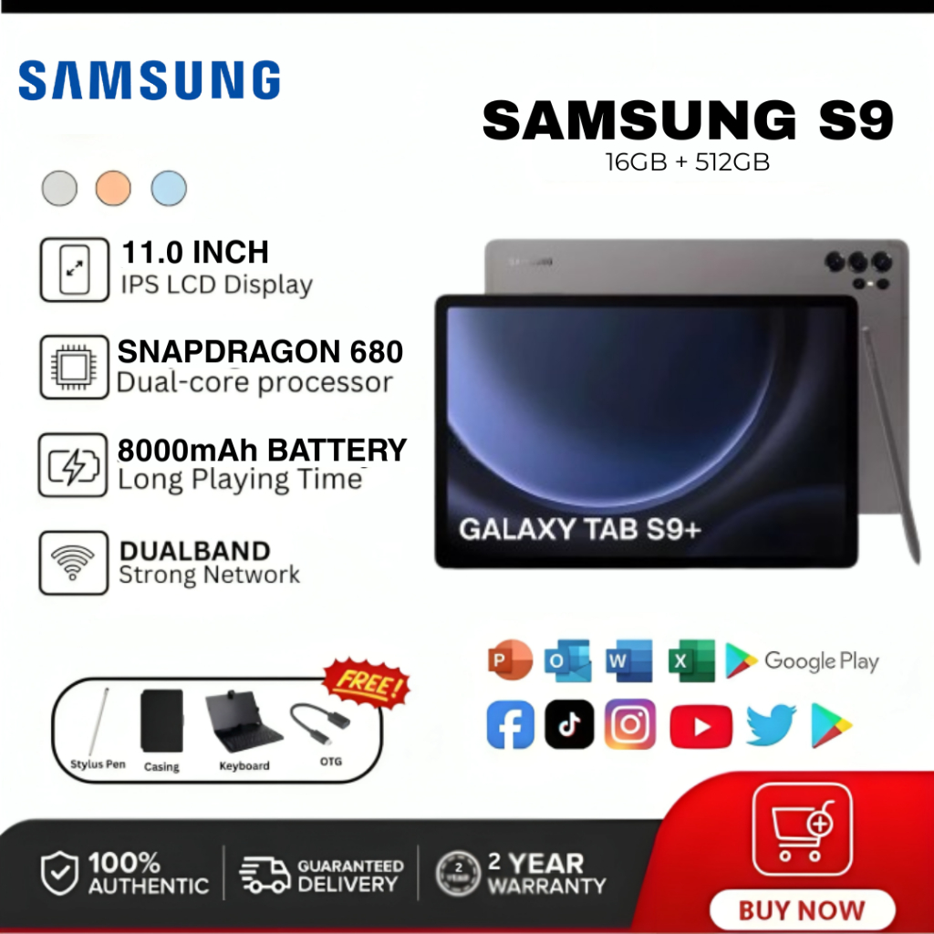 Samsung Galaxy S9 Tab 11 Inch | 5G/4G LTE | 16GB RAM 512GB ROM | Dual SIM | Android Tablet