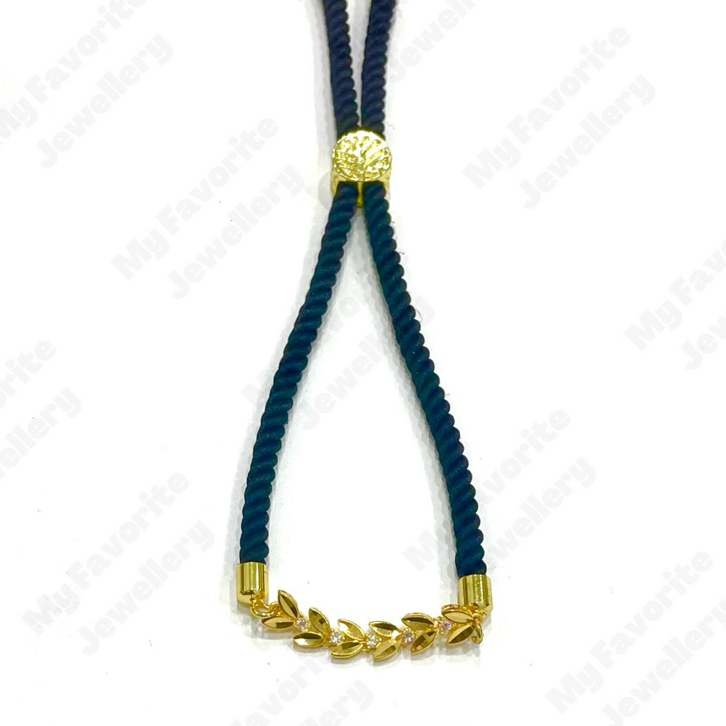 Liontin Daun Ad Dengan Gelang Tali Serut Emas Asli Kadar 700 16K