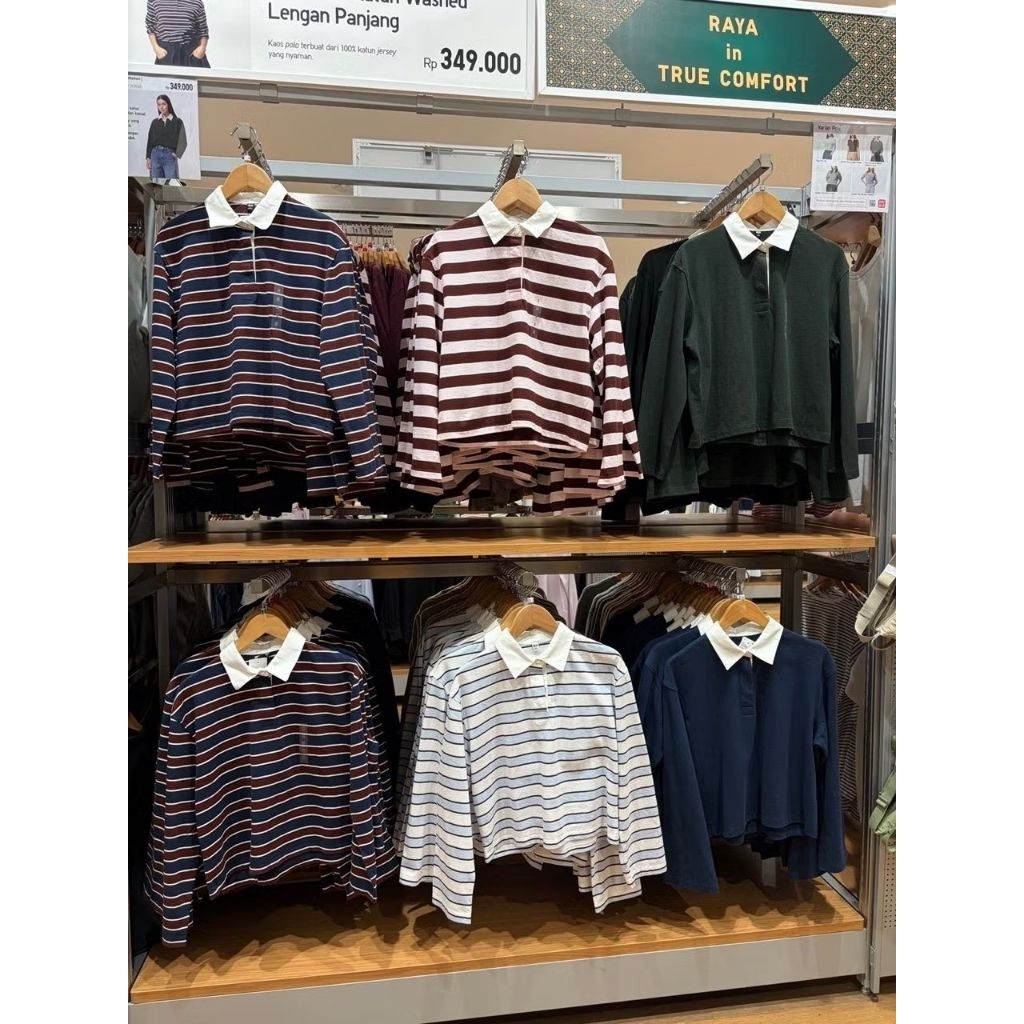 UNIQLO KAOS POLO GARIS KATUN WASHED LGN PJG