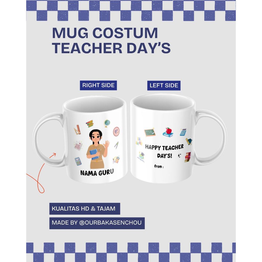 Mug Costum Hari Guru / Mug Keramik Teacher Days seovenir hadiah bingkisan untuk guru
