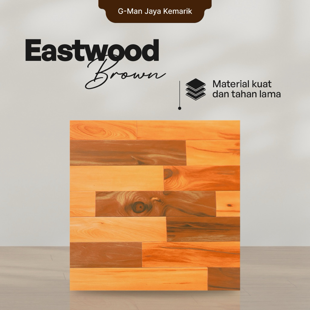 Keramik Lantai 40x40 Eastwood Brown  Keramik Mulia Ceramic Glossy Grade A Isi 6pcs