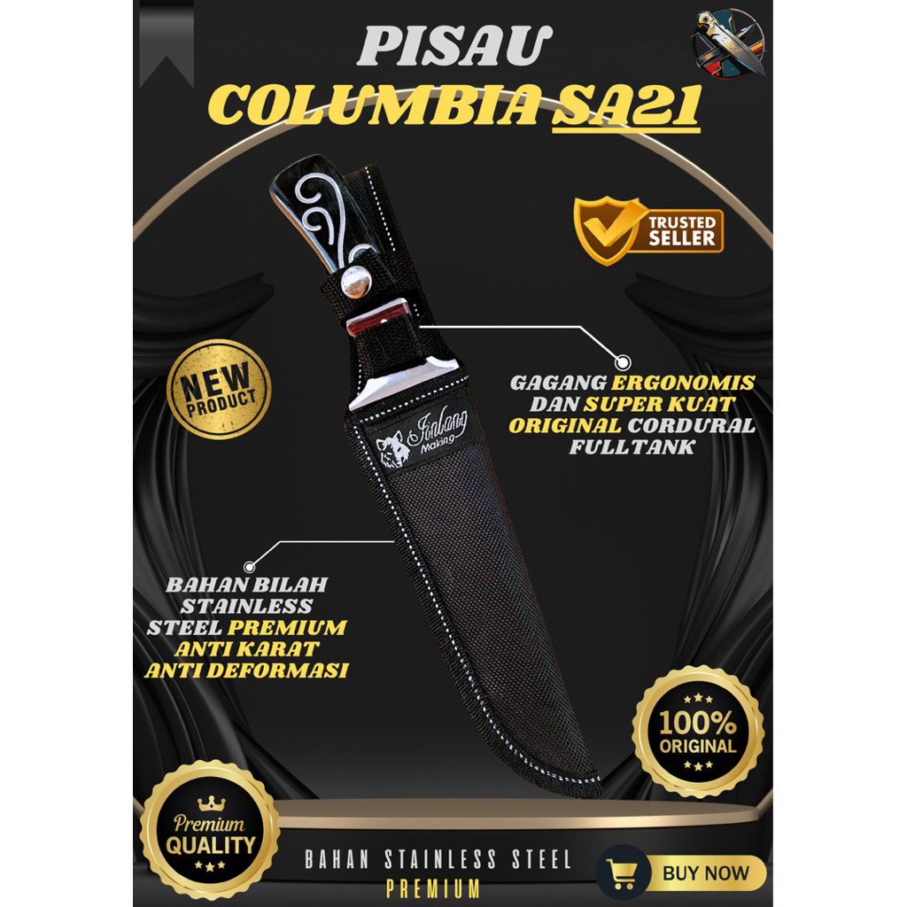 [BILAH_PISAU] PISAU COLUMBIA SA21 PISAU BAJA SUPER TAJAM Bahan Stainless Steel Premium Asli Original