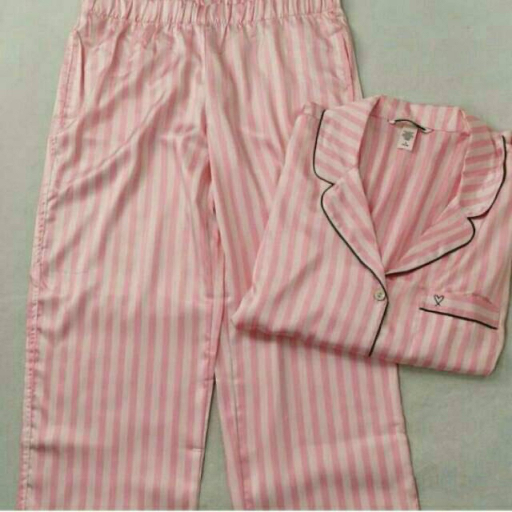 PRELOVED Pajamas Set Victoria Secret Satin Stripe Pink
