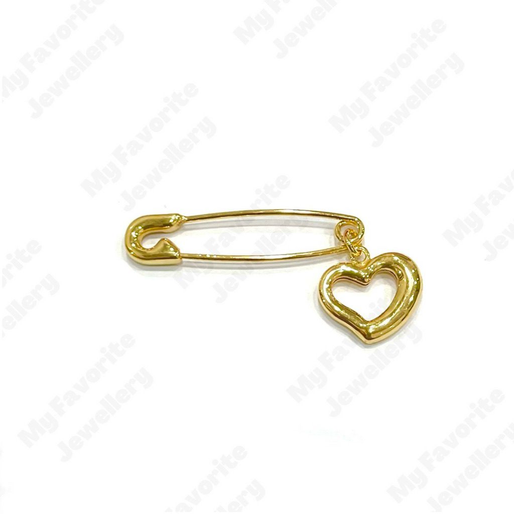 Bross Peniti Gantung Love Gemas 1Graman Emas Asli Kadar 700 16K