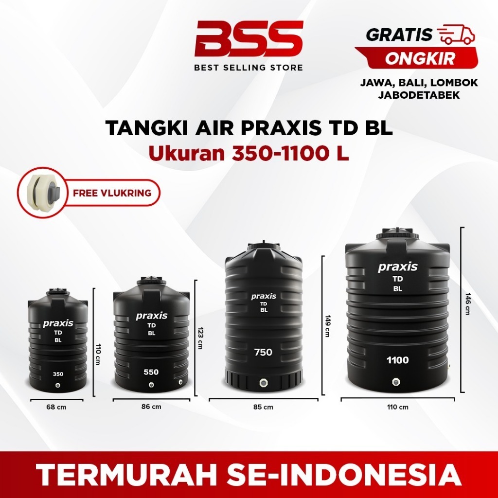 Tandon Toren Tangki Air PRAXIS 350 L sampai 1100 L + PELAMPUNG
