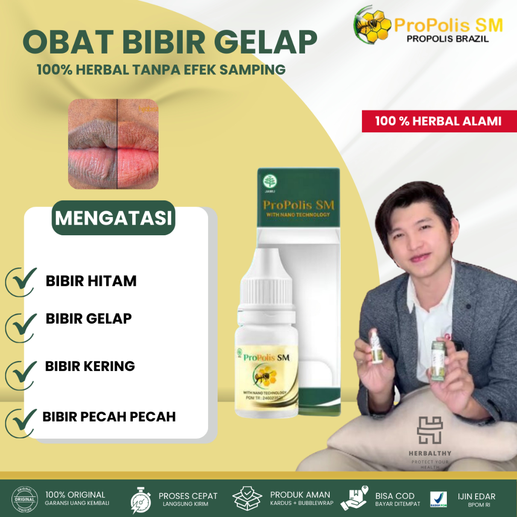 Obat Tetes Pencerah Bibir Hitam Untuk Pria & Wanita, Obat herbal Mencerahkan bibir hitam & melembabk