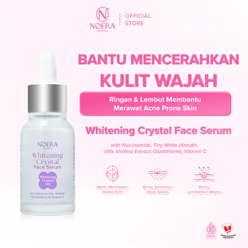 Noera Crystal Whitening Face Serum 15ml | Brightening Glowing with Niacinamide Arbutin Gluthatione C