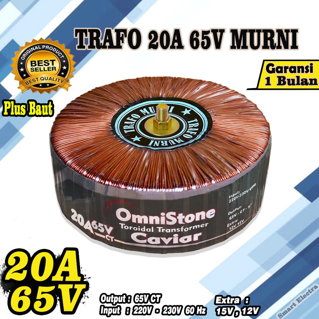 Trafo Toroid 20A Murni 65V 55V CT