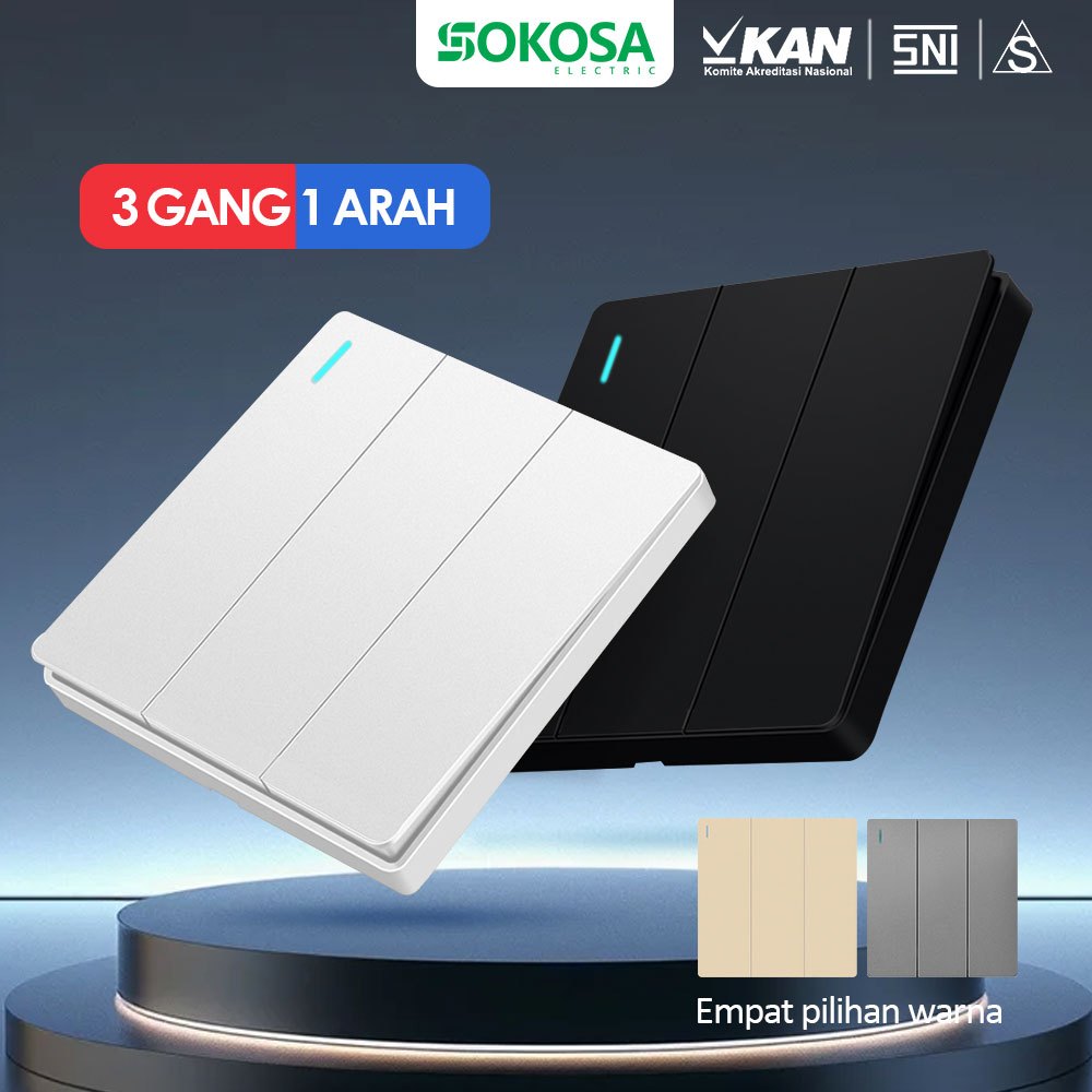 SOKOSA Saklar lampu rumah modern  saklar soket, saklar rumah tangga, saklar dinding, saklar hotel, 3