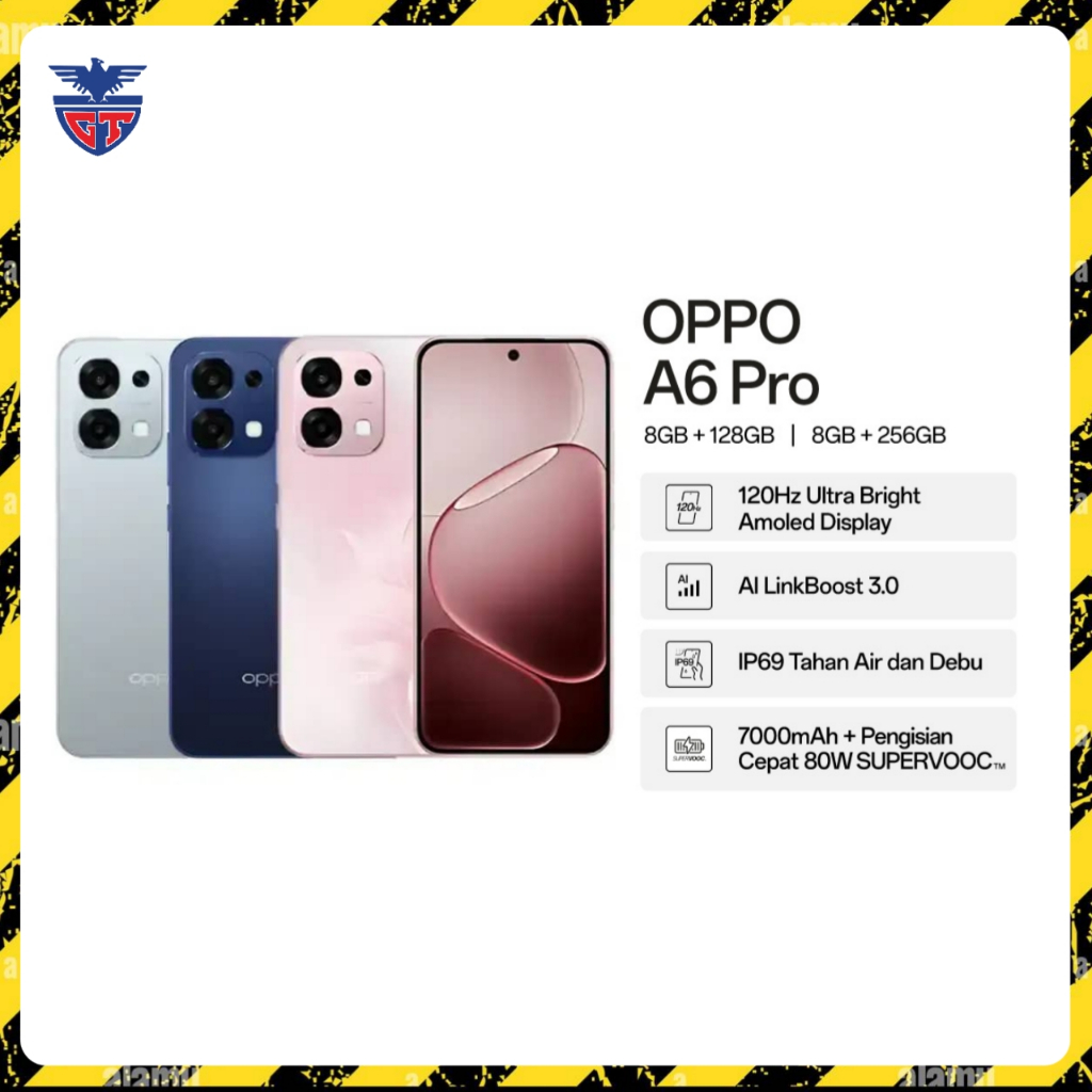 Oppo A6 Pro RAM 8/128GB & 8/256GB Layar AMOLED 6,57 Inci 2372x1080 FHD+ Kamera 50MP Belakang 16MP De