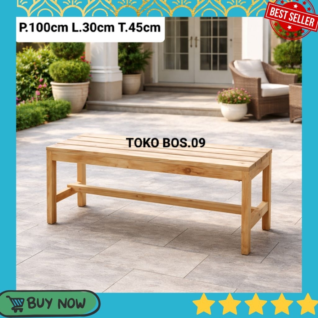 (Redy Stok) Kursi Kayu Panjang 100cm Bangku Tunggu Minimalis Kokoh Kursi Warung