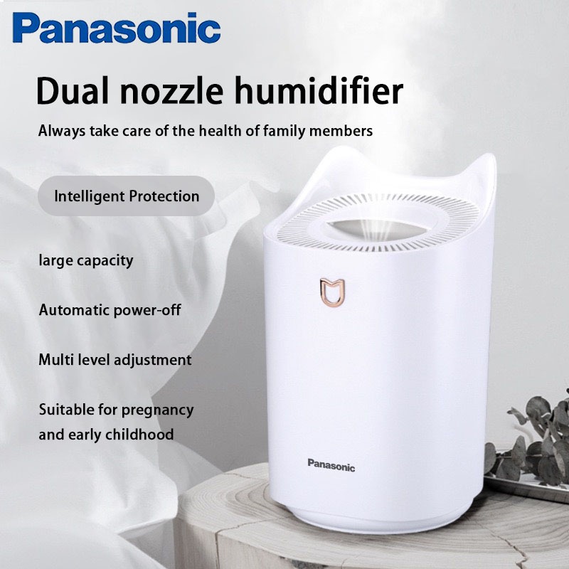 Panasonic Humidifier 3L Dual Nozzle Pelembab Udara Aroma Diffuser Dengan Lampu LED Berwarna Untuk Ka