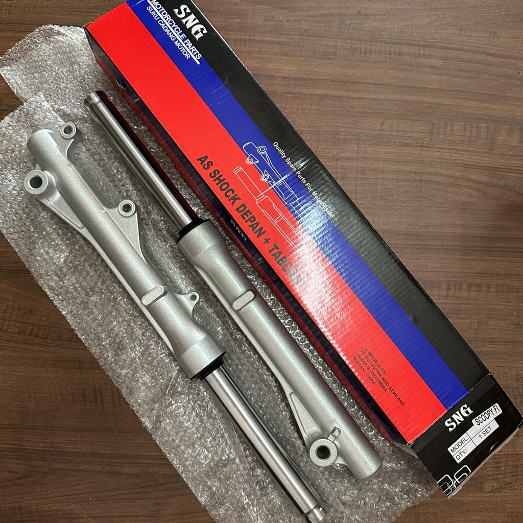 (SILVER) SNG SCOOPY FI AS TABUNG DEPAN SHOCK ASSY SHOK SOK FRONT FORK COVER TUBE KIRI KANAN KIT SET 