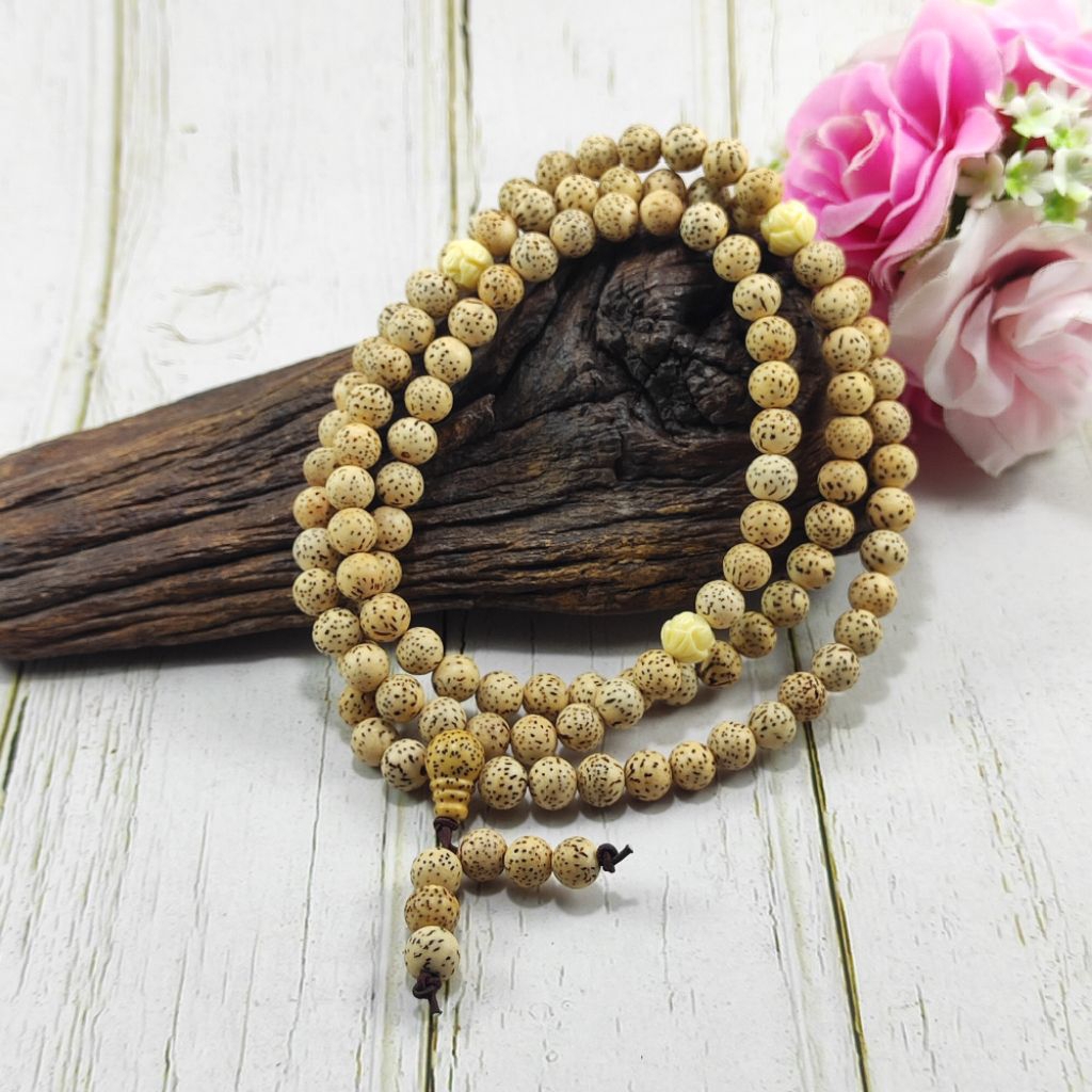 TASBIH BUDDHIST 108 BIJI BODHI PUTIH D08